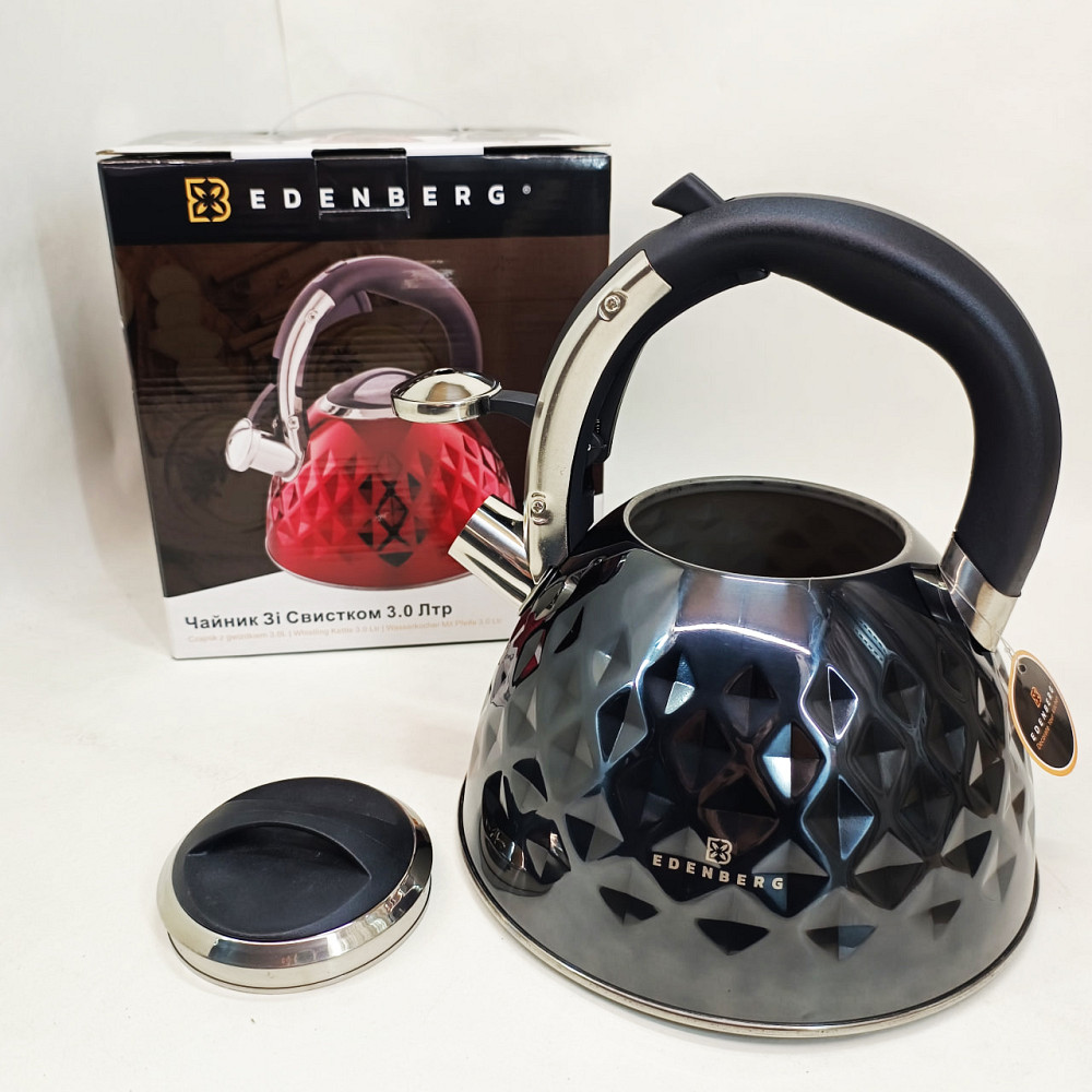 Чайник на плиту со свистком нержавейка Edenberg, Чайник для газовой плиты 3 л литра OS-55 Львов - изображение 5