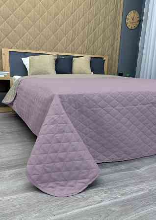 Покривало двостороннє Decorator Microfiber ромб 210х215 см бузковий з бежевим (85-130) Київ