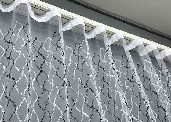 Тюль фатин с вышивкой Цвет белый с черным 1839т Киев