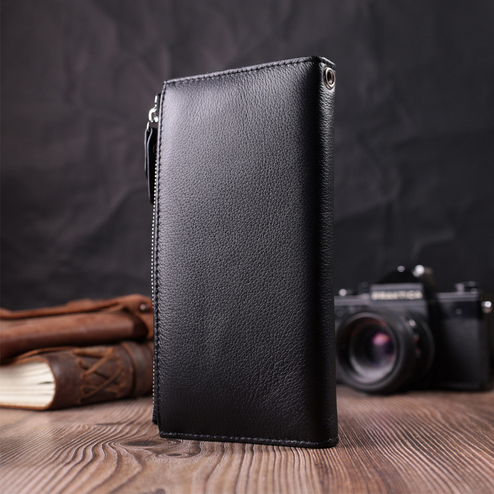 Лаконичный женский вертикальный кошелек-клатч из натуральной кожи ST Leather 22537 Черный Киев - изображение 10