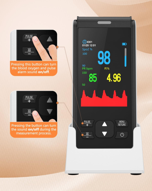 Пульсоксиметр аккумуляторный на палец HealthTree JKS50F Bluetooth — Портативный оксиметр с OLED-дисплеем и памятью (НТ-JKS50F) Киев - изображение 10