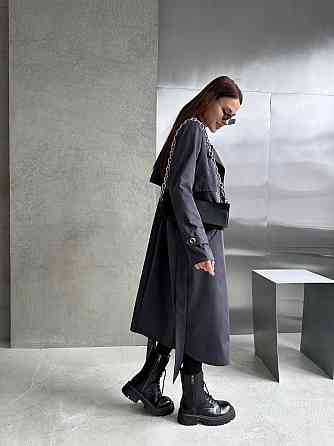 Жіночий трендовий стильний тренч  щільний котон-парка Графіт Одеса