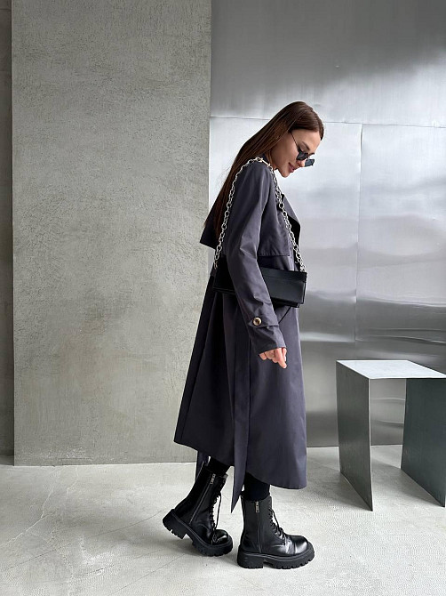 Жіночий трендовий стильний тренч  щільний котон-парка Графіт Одеса - фото 2