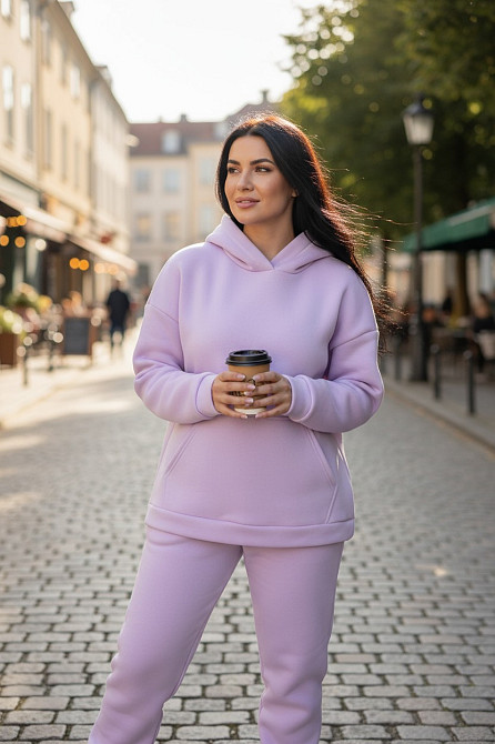 Женский спортивный теплый костюм на флисе батал Сиреневый 2XL/3XL Харьков - изображение 2