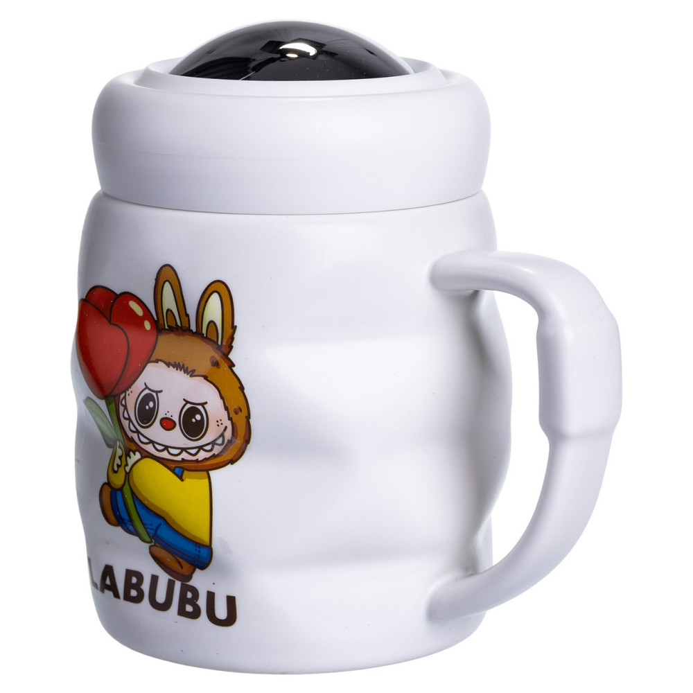 Чашка Labubu с крышкой для детей, белая и желтая Киев - изображение 1