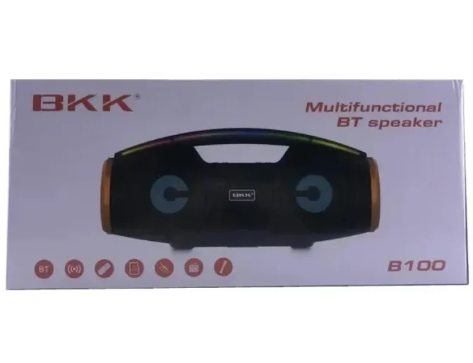 Колонка музична портативна Bluetooth з мікрофоном B100, 40Вт, FM-радіо, USB, TF, AUX, LED підсвітка Київ - фото 7