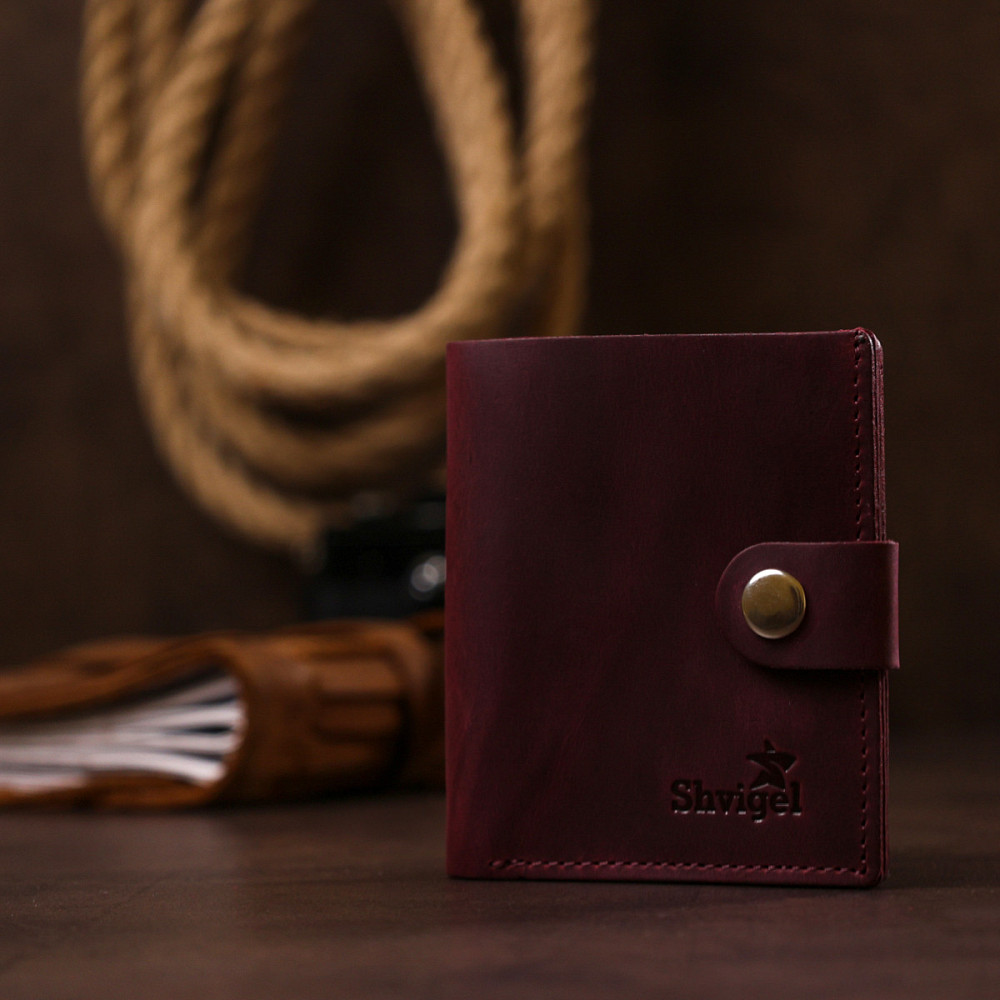Жіноче матове шкіряне портмоне Вишневий (SHVIGEL) Київ - фото 2