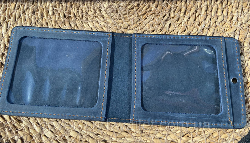 Обкладинка на посвідчення "Служба безпеки України" СБУ з вінтажної шкіри (синя) Київ - фото 4