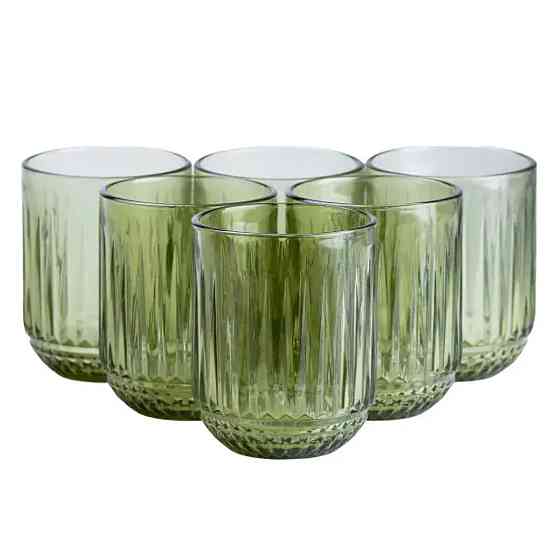 Набір склянок 6 штук по 250 мл скляні зелений HP4147 Коломыя