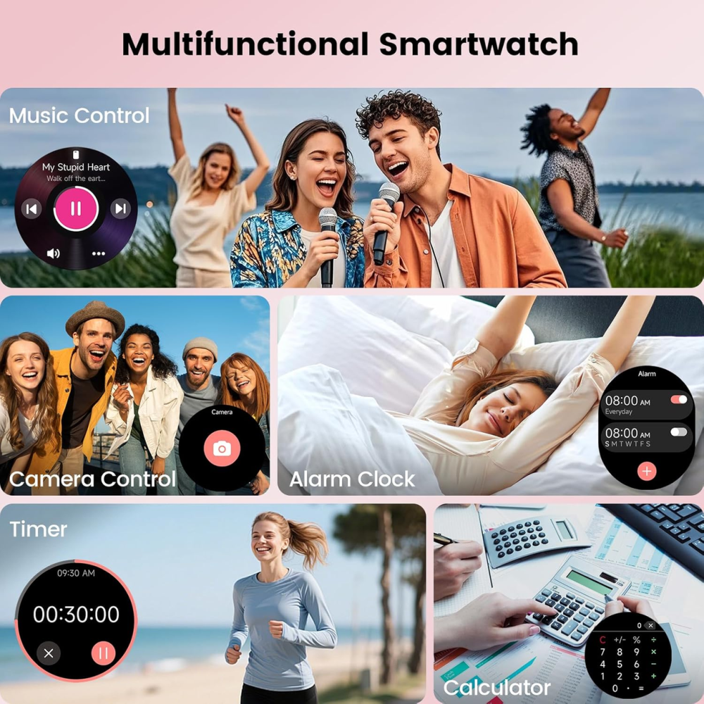 Смарт-часы для женщин Cillso DR05, 1,27″ HD, Bluetooth-звонки, пульс, сон, стресс, 110+ спортрежимов, IP68, розовый Киев - изображение 8