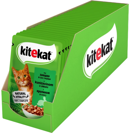 Kitekat Natural Vitality (Пауч) Консервы для кошек с кроликом в соусе, 85 г (блок 28 шт) Винница