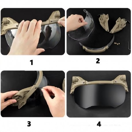 Відкидні фліп окуляри на тактичний шолом із кріпленням колір Койот з затемненими лінзами. AL0016 Одеса - фото 4