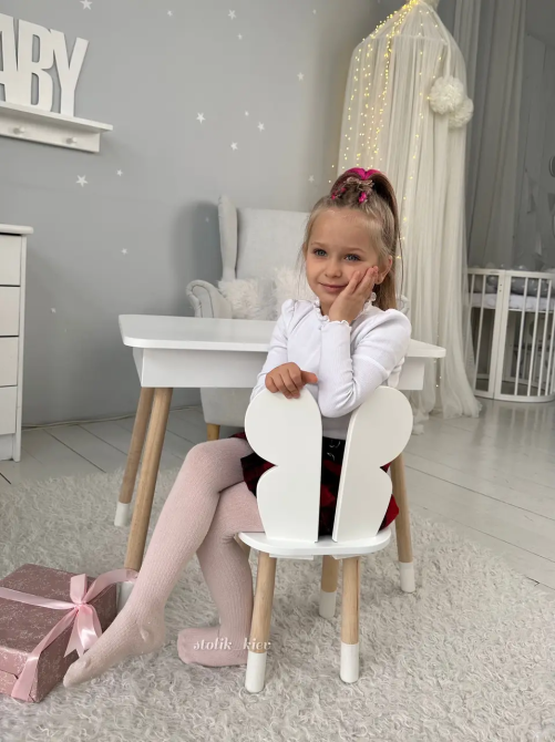 Дитячий столик з ящиком для олівців + стільчик Метелик (Білий) Вінниця - фото 5