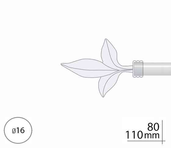 Закінчення для карнизу Orvit ЛИСТОК ЛІЛІЇ 16 мм НЕРЖАВІЮЧА СТАЛЬ Львов