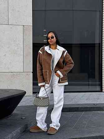 Жіноча стильна повсякденна дублянка замш на барашці Одеса