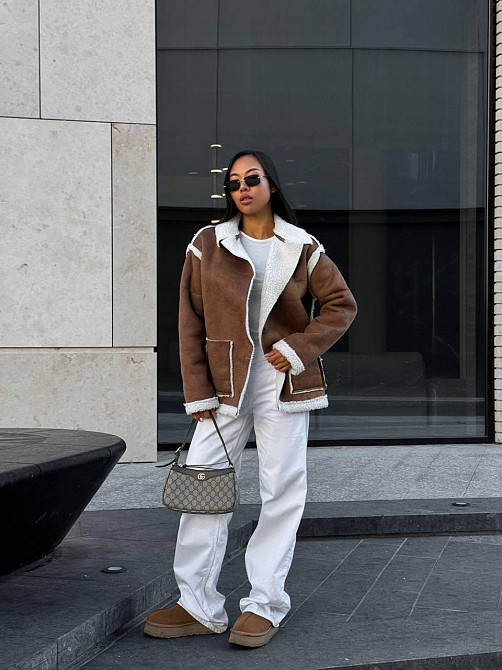 Женская стильная повседневная дубленка замша на барашке Одесса - изображение 4