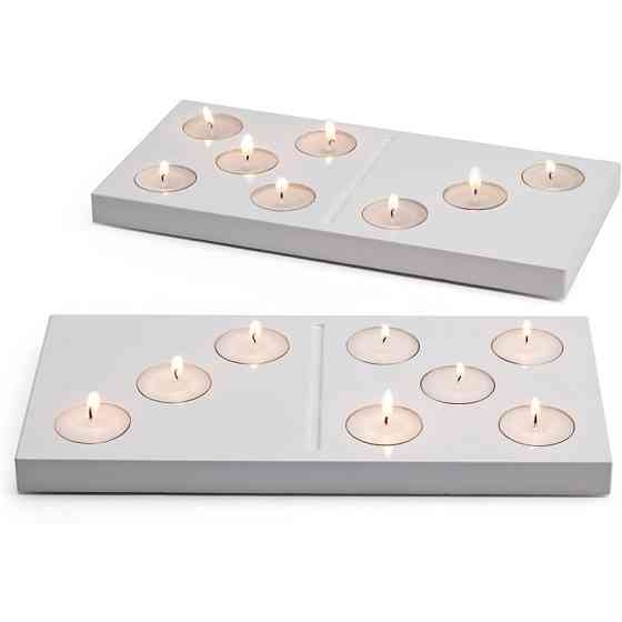 Свічник "Доміно" білий металевий + 8 свічок Рівне