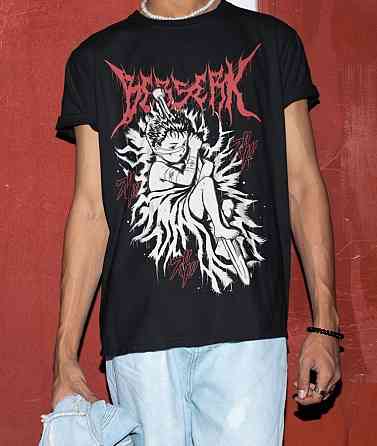 Футболка для хлопчика з аніме принтом Гутс Кід Берсерк Манга оверсайз (зріст від 165 до 180) Чорний AnimeJ0818m Дніпро