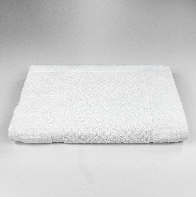 Махровий рушник жакардовий для ніг GM Textile 50х70см 600г/м2 (Білий) Суми - фото 3