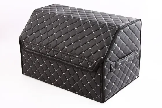 Сумка в багажник на липучках кожзам 50*30*30 см АвтоКомфорт черный/серая нить Винница