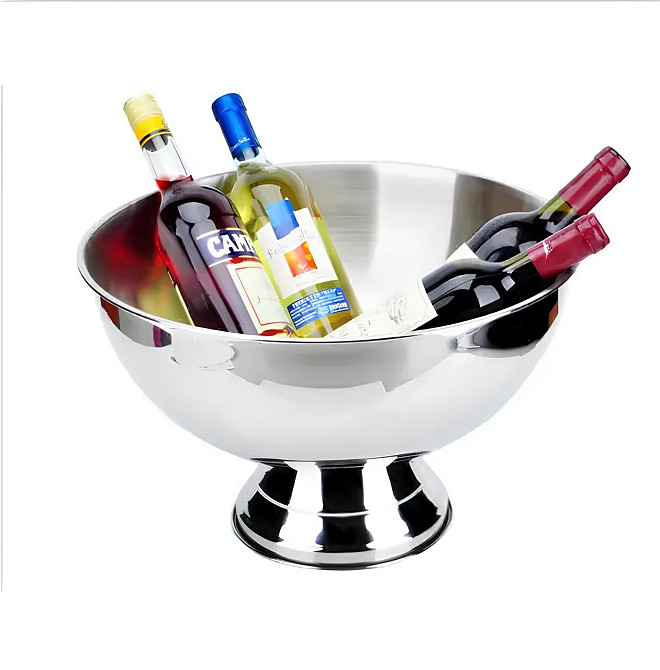 Кулер для шампанского RESTEQ из нержавеющей стали 40×25 см — ведро для льда с хромированным покрытием Киев - изображение 1