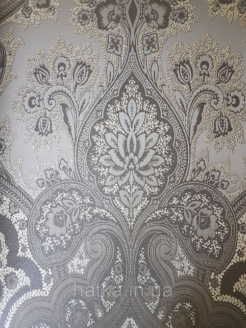 Обои виниловые на флизелине AS creation Garda 1.06Х10.05 классика вензеля крупные черные серые серебристые Киев - изображение 1