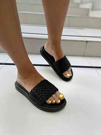 Seben Шльопанці жіночі зі штучної шкіри на плоскій підошві чорні Seben T115-1 р. 36-41 Коломия