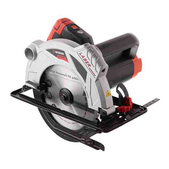 Пила дисковая 1.8 кВт, 5000 об/мин, угол 90°-45°, глубина распила 73-48 мм, диск 210×30 мм, 40 зубов, лазер INTERTOOL WT-0621 Киев