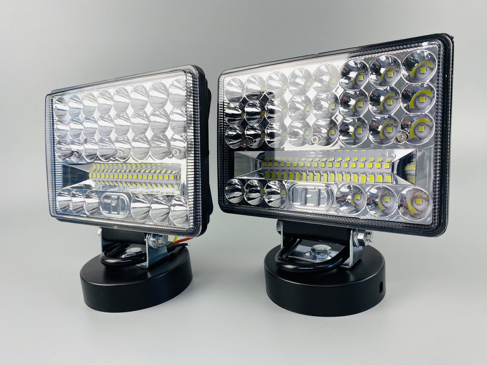 Фара LED прямокутна 144W 6000K (48 діодів) (15см х 11см х 3см) (ближній + дальній) ПОЛЕГШЕНИЙ КОРПУС! Мукачево - фото 3