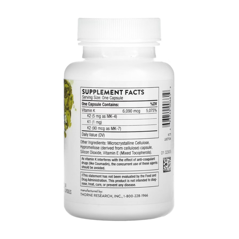 Вітамін К(комплекс 3-К )Thorne Vitamin K 60 капс Київ - фото 2