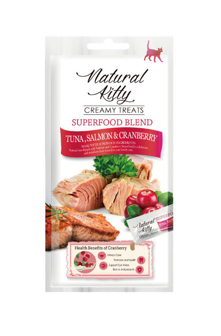 Крем-снеки для кошек Natural Kitty Creamy со вкусом тунца, лосося и клюквы 24 шт х 12 г Винница - изображение 1