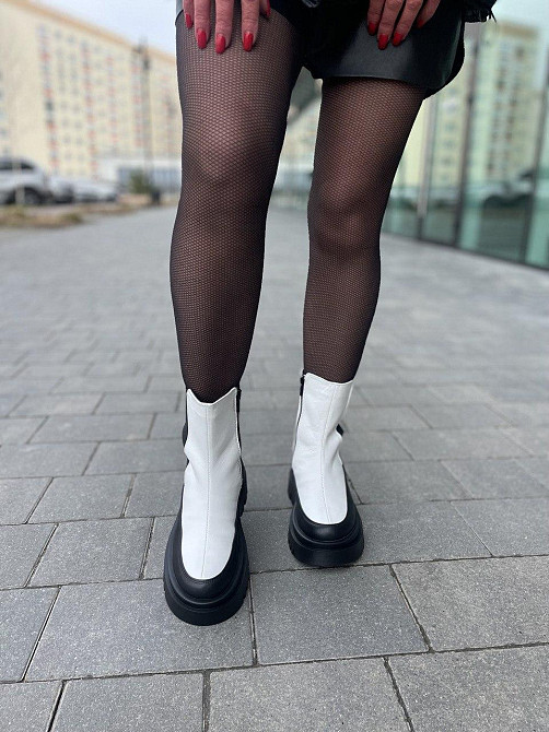 Broxci Черевики жіночі BROXCI чорний/білий натуральна шкіра зима висота 18 см (5208) 37р. Коломия - фото 6