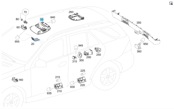 Mercedes-Benz  A1669066802 9051 Стельовий плафон передній чорний ML/GLE W166 GL/GLS X166 GLE Coupe C292 Одесса