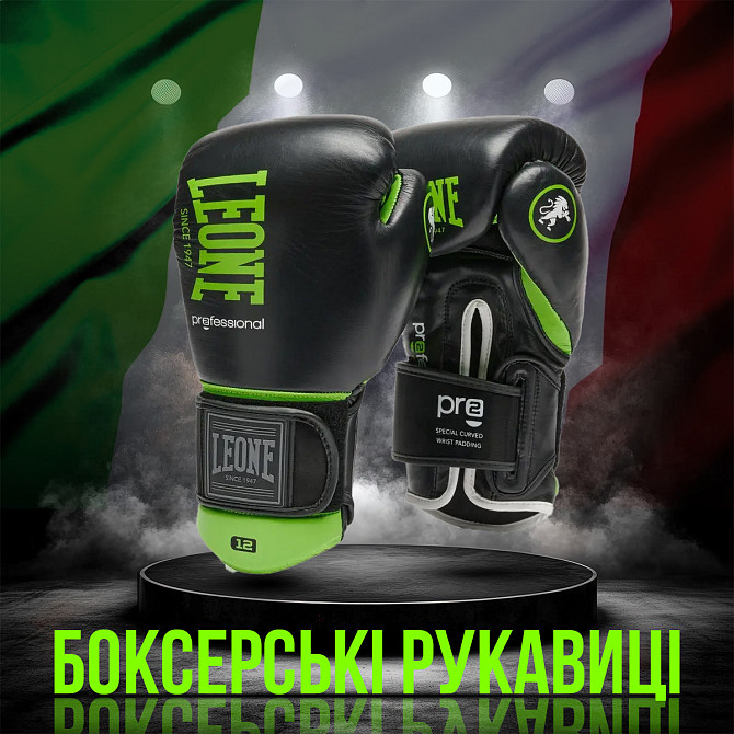 Боксерські рукавиці Leone GN115 PROFESSIONAL 2 Black 14 унцій (бинти 4 м. в комплекті) Кам'янське - фото 2