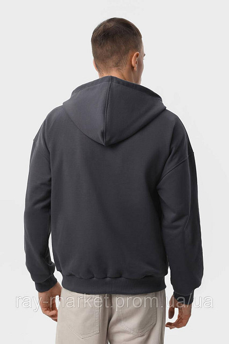 Худі на блискавці чоловіче базове RAY PREMIUM LOOSE темно-сіре(U0409М-Dark Grey) 3XL Київ - фото 3