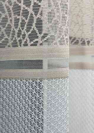 Короткий тюль жакард, висотою 1,5м, колір білий з капучино 1948т Київ