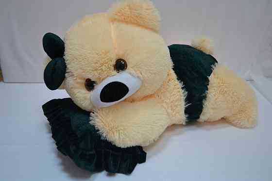 Алина Плюшевая мишка Малышка 45 см персиковая с изумрудным Киев