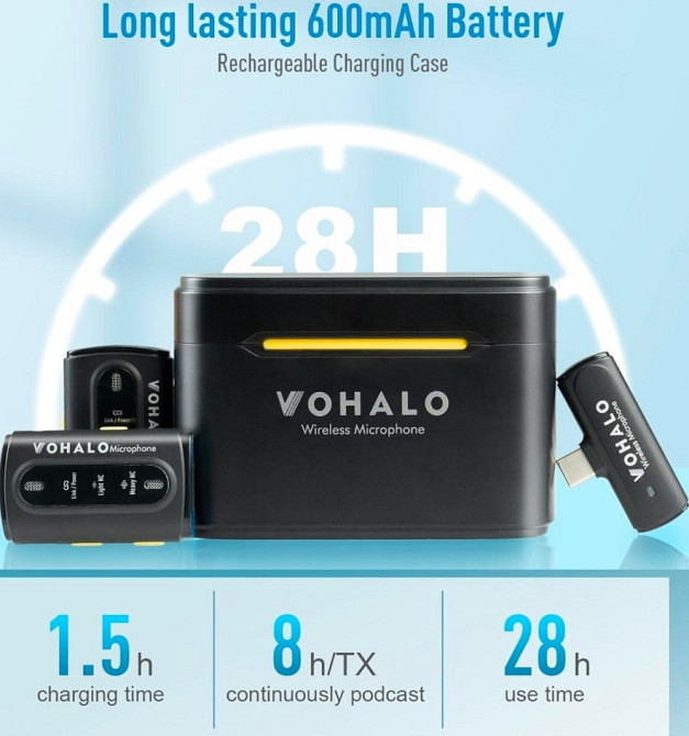 Бездротовий петличний мікрофон VOHALO для iPhone iPad Android. Київ - фото 3