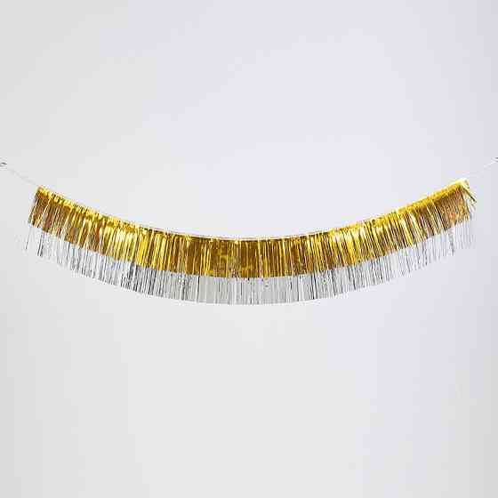 Гирлянда из дождика для фотозоны 175 на 35 см серебристо-золотистый Киев