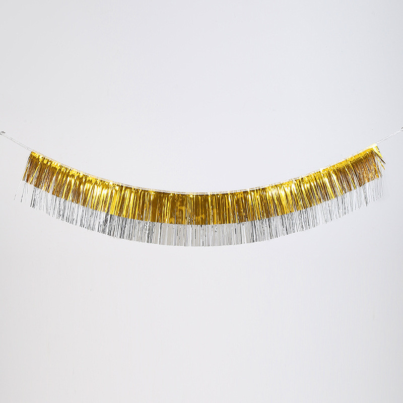 Гирлянда из дождика для фотозоны 175 на 35 см серебристо-золотистый Киев - изображение 4