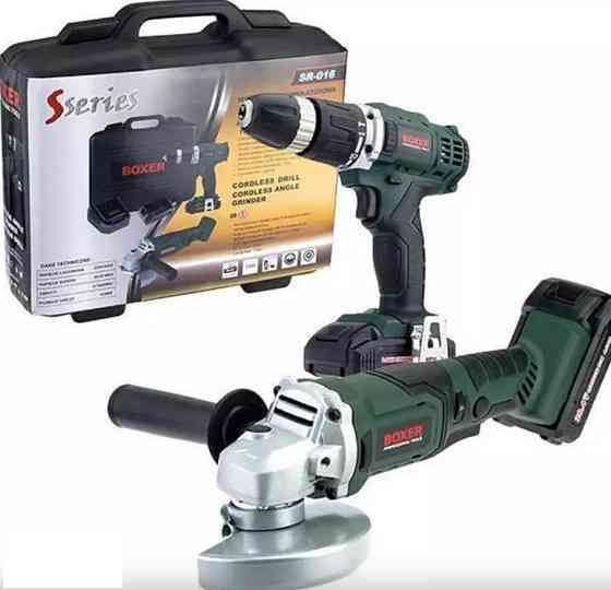 SR-016 Акумуляторний набір інструментів: кутова шліфмашина 125мм + дриль-шуруповерт 20,4В, 2 батареї та кейс Одеса