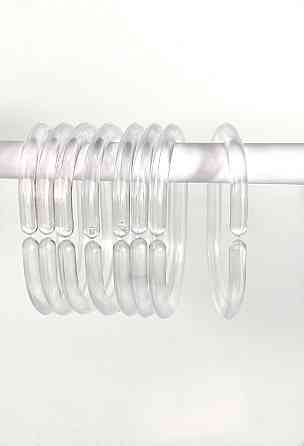 Прозрачные кольца для крепление душевой шторки к карнизу Bathlux, пластиковые, 12 штук в упаковке Каменец-Подольский