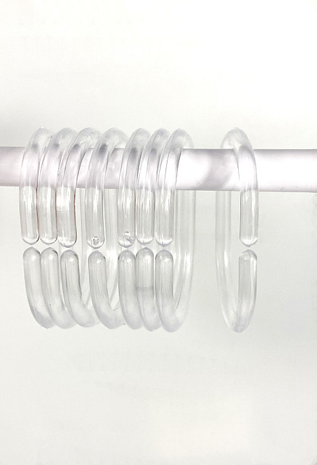 Прозорі кільця для кріплення душової шторки до карнизу Bathlux, пластикові, 12 штук в упаковці Кам'янець-Подільський - фото 2