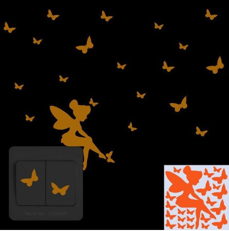 Люмінесцентна наклейка "Дівчинка з метеликами" - 7,5*8см, (наклейка набирає світло і світиться в темряві) Київ - фото 1