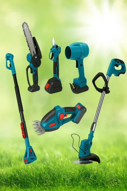 Аккумуляторный универсальный садовый набор 6 в 1 / Секатор / Мини-пила / Триммер / Воздуходувка / Удлинитель / Кусторез Коломыя - изображение 1