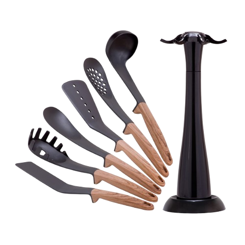 Набір кухонного приладдя 7 предметів:(6шт + підставка) нейлон під дерево 5235 KAMILLE Житомир