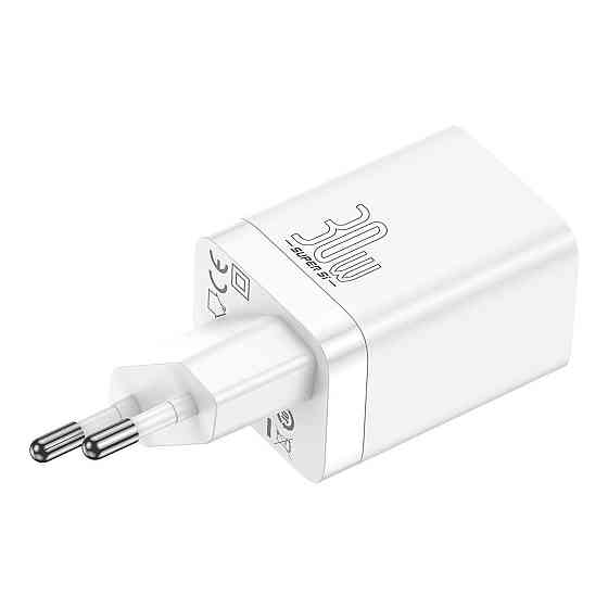 Мережевий зарядний пристрій Baseus Super Si Pro Quick Charger C+U 30W EU, колір білий CCSUPP-E02 Одеса