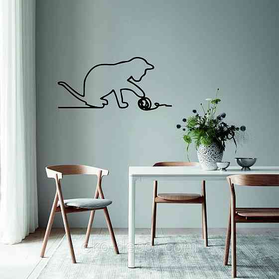 Декоративное настенное 3D Панно «Кот» Декор на стену с объемом 90*43 см, Черный Киев