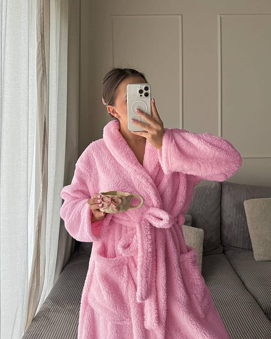 Женский уютный теплый халат «ЗЕФИРКА» с поясом Махра Тедди Одесса - изображение 2