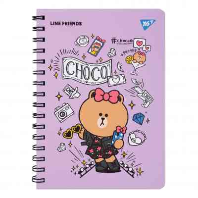 Блокнот Yes Line Friends Choco А5 80 листов двойная спираль с резинкой Линия (151771) Винница